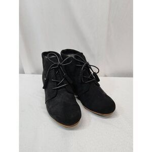 Dr. Scholl's Size 9W Wide Women's Dakota Boot Black Faux Suede Wedge Comfort
